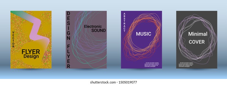 Cover design. The minimum coverage of the vector. Set of modern abstract musical backgrounds. Sound flyer for creating a fashionable abstract cover, banner, poster, booklet.