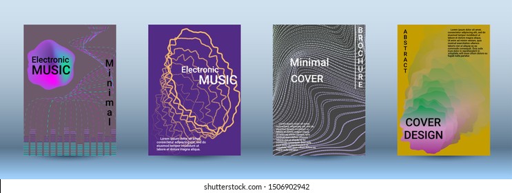 Cover design. The minimum coverage of the vector. Set of modern abstract musical backgrounds. Sound flyer for creating a fashionable abstract cover, banner, poster, booklet.