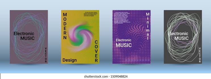 Cover design. The minimum coverage of the vector. Set of modern abstract musical backgrounds. Sound flyer for creating a fashionable abstract cover, banner, poster, booklet.