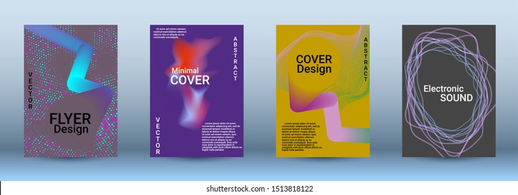 Cover design. The minimum coverage of the vector. Set of modern abstract musical backgrounds. Sound flyer for creating a fashionable abstract cover, banner, poster, booklet.