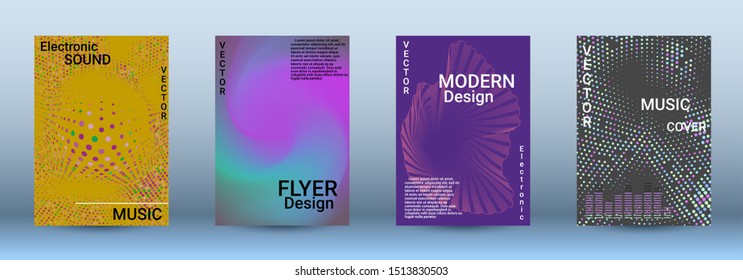Cover design. The minimum coverage of the vector. Set of modern abstract musical backgrounds. Sound flyer for creating a fashionable abstract cover, banner, poster, booklet.