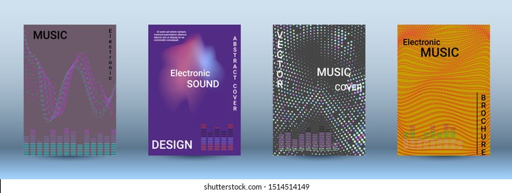 Cover design. The minimum coverage of the vector. Set of modern abstract musical backgrounds. Sound flyer for creating a fashionable abstract cover, banner, poster, booklet.