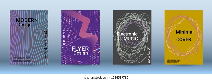 Cover design. The minimum coverage of the vector. Set of modern abstract musical backgrounds. Sound flyer for creating a fashionable abstract cover, banner, poster, booklet.