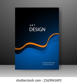 Cover design modern with Blue and line orange wave Background. for cover book. Annual report. Brochure template, Poster, catalog. Simple Flyer promotion. magazine. Vector illustration