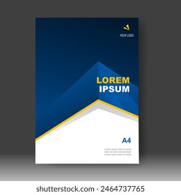 Cover design modern with Blue line yellow and White Background. for cover book. Annual report. Brochure template, Poster, catalog. Simple Flyer promotion. magazine. Vector illustration