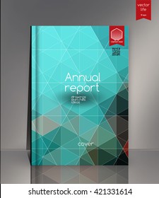 Cover design. The modern concept of cover design in the polygonal style. Photorealistic vector image covers for books, notebooks, annual report. The optimum combination of graphics, text & free space
