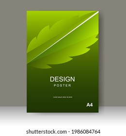 Cover design modern with Green leaf Background. for cover book. Annual report. Brochure template, Poster, catalog. Simple Flyer promotion. magazine. Vector illustration