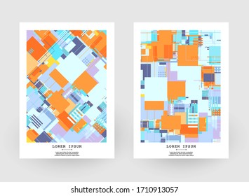 Cover design modern notebook card banner isolated on bright background, vector illustration. Modernist bright colors, minimal blue, orange summer background, geometric design poster, art concept.