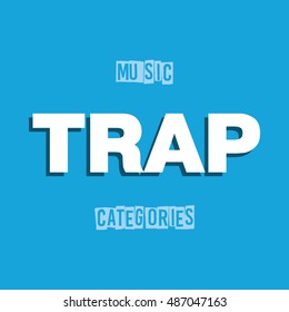 Cover design with the musical categories on a blue background
