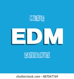 Cover design with the musical categories on a blue background