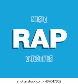 Cover design with the musical categories on a blue background