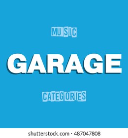 Cover design with the musical categories on a blue background