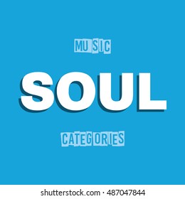 Cover design with the musical categories on a blue background