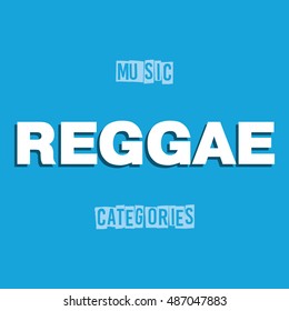 Cover design with the musical categories on a blue background