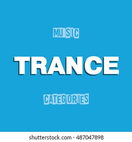 Cover design with the musical categories on a blue background