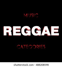 Cover design with the musical categories on black background