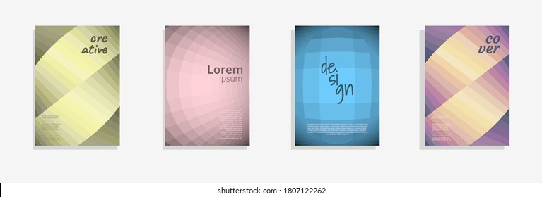 cover design of neat symmetrical geometric irregular lines. Blue and purple geometric shades. Simple dynamic futuristic pattern for background.Vector trend shape for brochure cover template design
