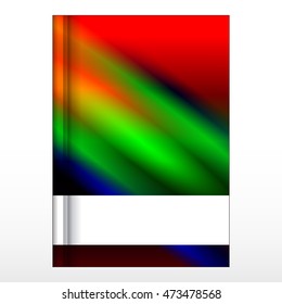 Cover design for a notebook. bright rainbow color blur background. vector illustration. for your business printing, education. with frame for your text