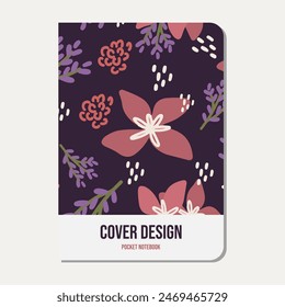 cover design for notebooks, planners, books, brochures, catalogs, stationery - seamless flowers pattern