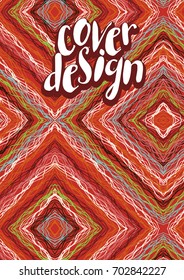 Cover design on a textile colored background in retro style. Vector illustration