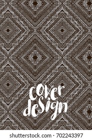 Cover design on a textile gray background in retro style. Vector illustration