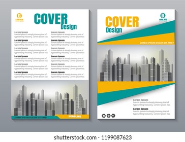 Cover Design Orange yellow Color Scheme with City Background Business Template. Can be adapt to Brochure. Annual Report Magazine Poster Corporate Presentation Portfolio Banner Website.