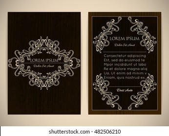 Cover design with ornamental frame. Retro style. Brochure, flyer, invitation or certificate. Size a4. Vector illustration, eps10