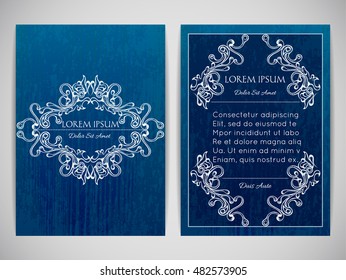 Cover design with ornamental frame. Retro style. Brochure, flyer, invitation or certificate. Size a4. Vector illustration, eps10
