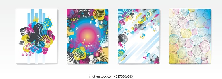 Cover Design, Oval Abstract Geometric Pattern, Colorful Halftone Gradient