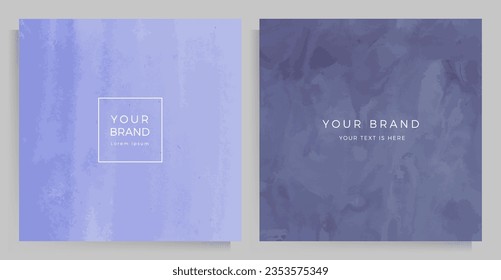 Cover design with paint blots. Abstract blue background template set for menu, folder, invitation, flyer, catalog, brochure. Vector illustration in square format.