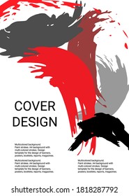 Cover design. Paint strokes. A4 background with multicolored strokes. Design template for the design of banners, posters, booklets, reports, magazines. EPS 10