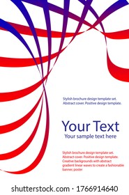 Cover design. Positive design template. Creative backgrounds with abstract gradient linear waves to create a fashionable banner, poster.