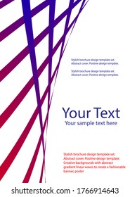 Cover design. Positive design template. Creative backgrounds with abstract gradient linear waves to create a fashionable banner, poster.