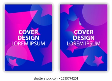 Cover design poster with stars and colorful gradients. Synthwave retro background. Retrowave. Vector illustration