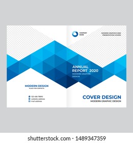 Cover design for presentations and advertising, creative layout of booklet cover, catalog, flyer, fashionable blue background for text and photo