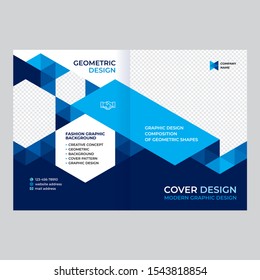 Cover design for presentations and advertising, creative layout of booklet cover, catalog, flyer, fashionable blue background for text and photo