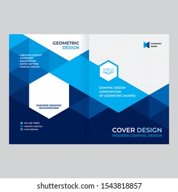 Cover design for presentations and advertising, creative layout of booklet cover, catalog, flyer, fashionable blue background for text and photo