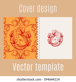 Cover design for print with chinese pattern. Vector illustration