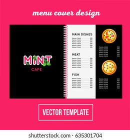 Cover design for print pizza menu, cafe vector template