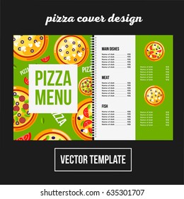 Cover design for print pizza menu, cafe vector template