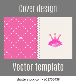 Cover design for print with princess pattern. Vector illustration