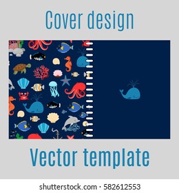 Cover design for print with sea pattern. Vector illustration