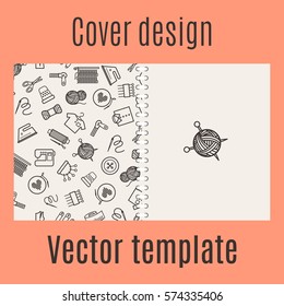 Cover design for print with sewing pattern. Vector illustration