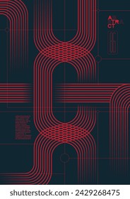 Diseño de la cubierta con líneas rojas sobre un fondo oscuro. Plantilla de diseño de póster en diseño lineal simple. diseño de flyer.