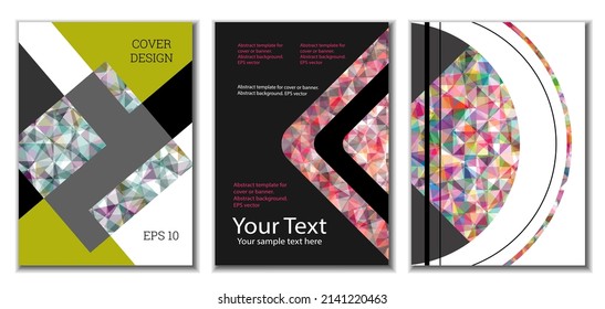 Cover design. Set of 3 covers. Unusual bright gradient abstract background for magazine, book, splash, banner, vector.