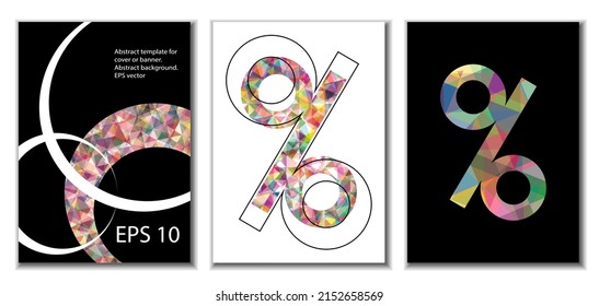 Cover design. Set of 3 covers. Imitation of crumpled paper. Unusual bright abstract background for magazine, book, splash, banner, vector. Imitation of crumpled paper