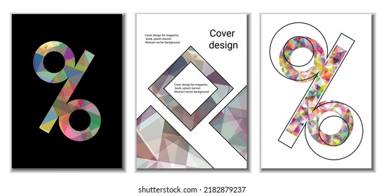 Diseño de portada. Conjunto de 3 cubiertas. Imitación de papel desmenuzado. Inusual fondo abstracto brillante para revista, libro, splash, banner, vector. Imitación de papel cruzado