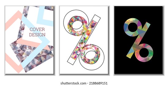 Deckungsdesign. Satz von 3 Covern. Nachahmung von zerbrochenem Papier. Ungewöhnlicher heller abstrakter Hintergrund für Magazin, Buch, Splash, Banner, Vektorgrafik. Nachahmung von zerkleinertem Papier