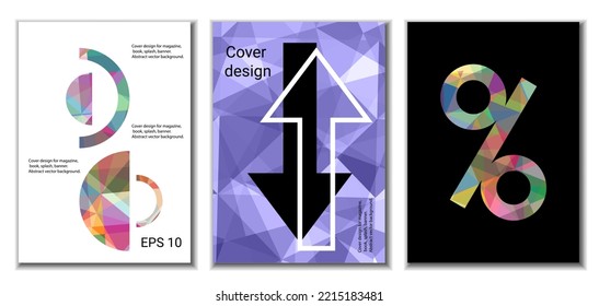 Cover design. Set of 3 covers. Unusual bright gradient abstract background for magazine, book, splash, banner, vector.