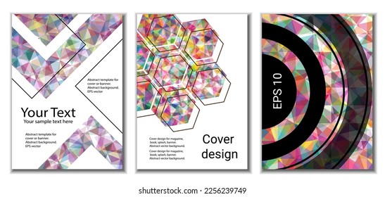 Cover design. Set of 3 covers. Unusual bright gradient abstract background for magazine, book, splash, banner, vector.